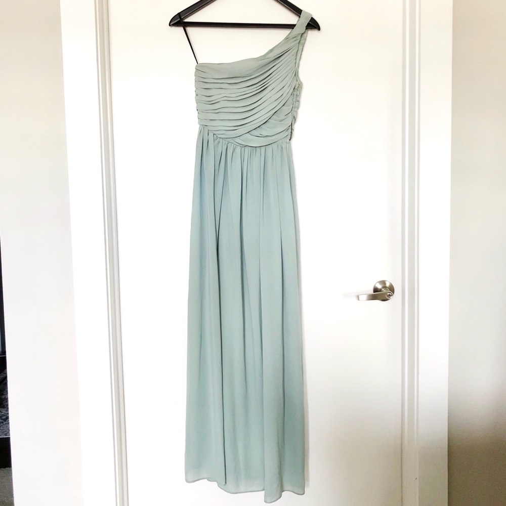 Pastel Seafoam Green / Mint Green One Shoulder Prom Evening Gala Gown Dress